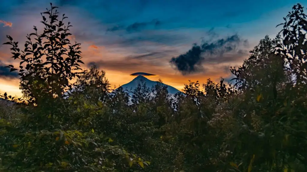Sunrise over Sabyinyo volcano